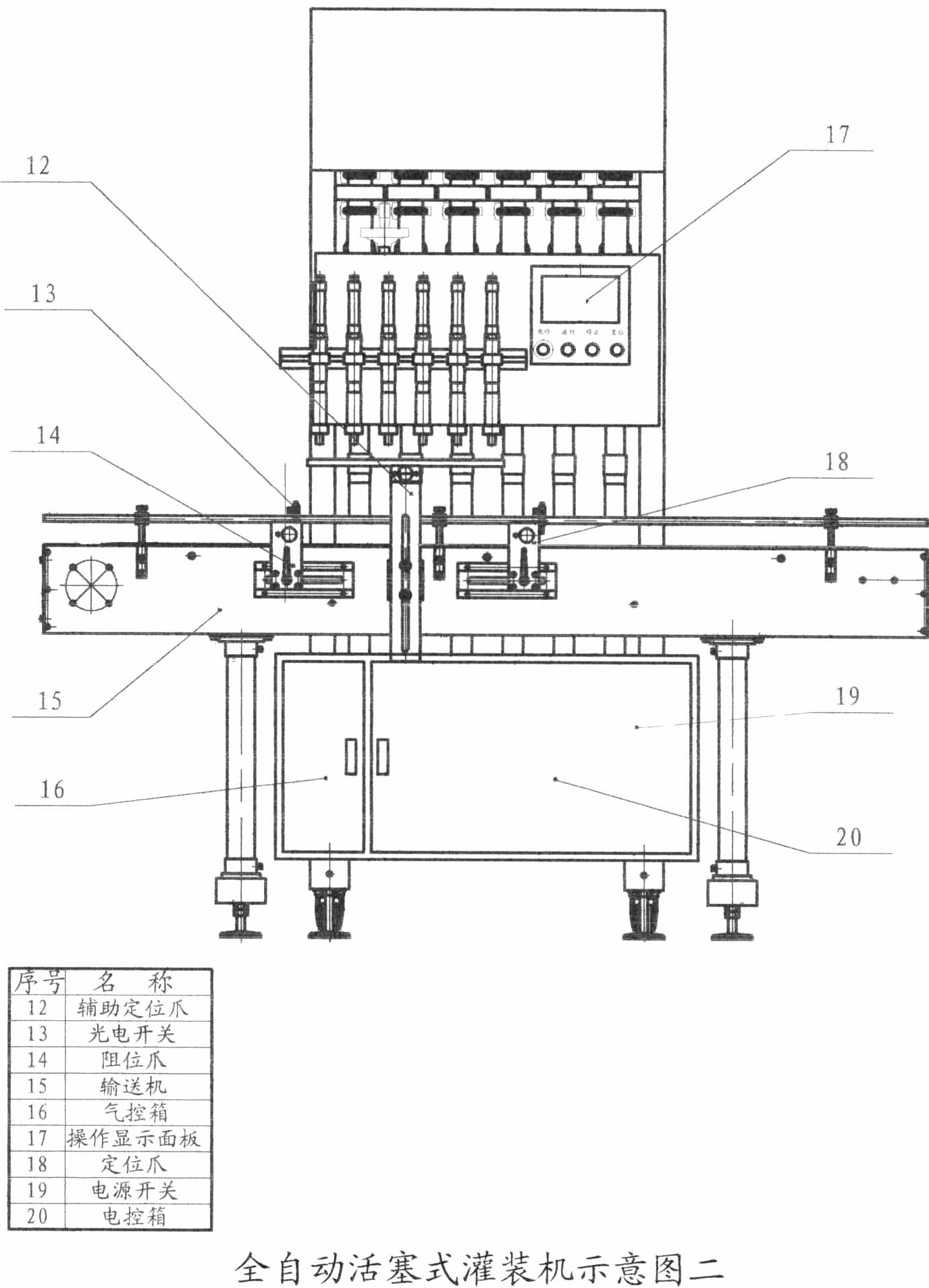 直線式瓶裝液體自動灌裝機(jī)架構(gòu)圖